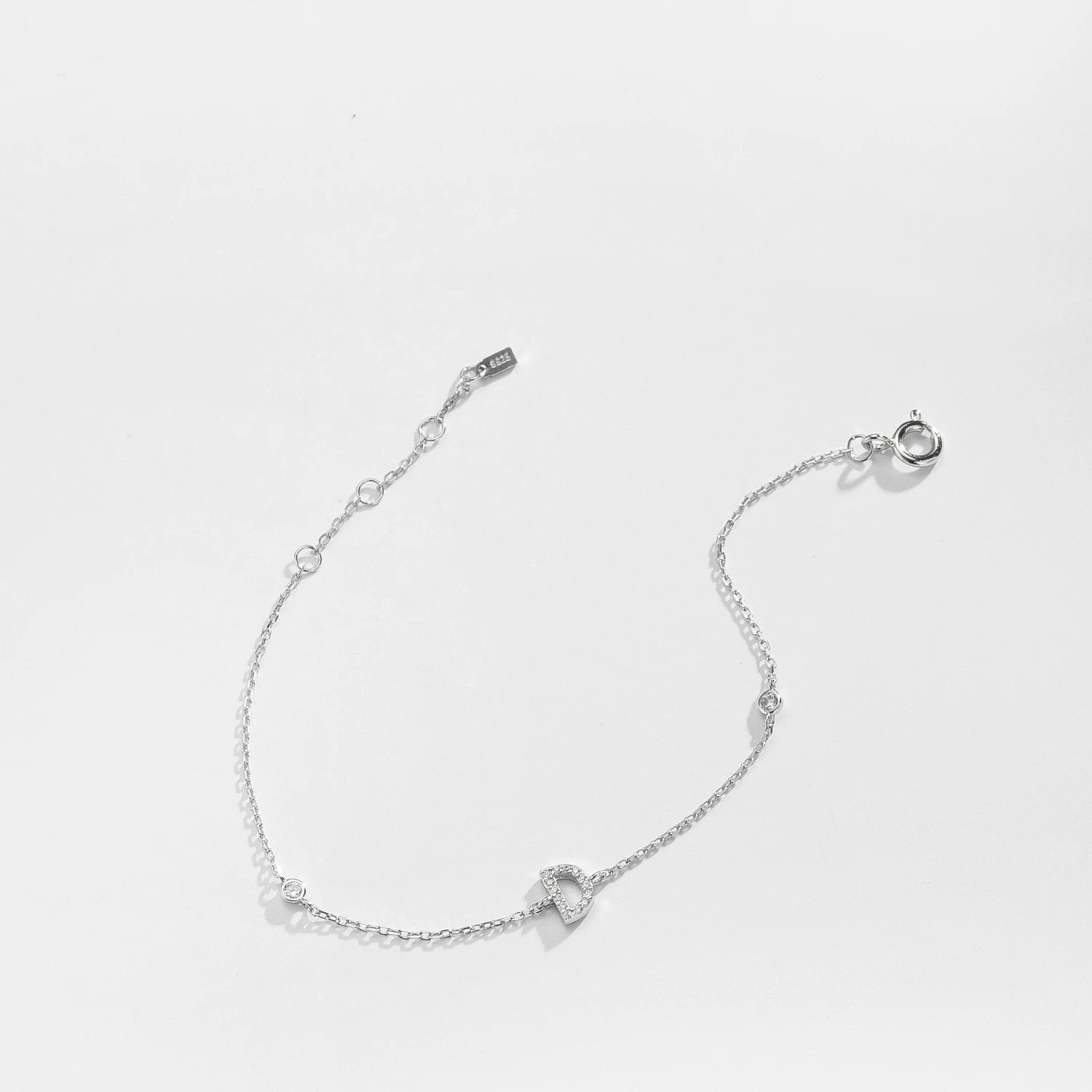 bracelet argent 925 initiale personnalisee cristaux bijou precieux