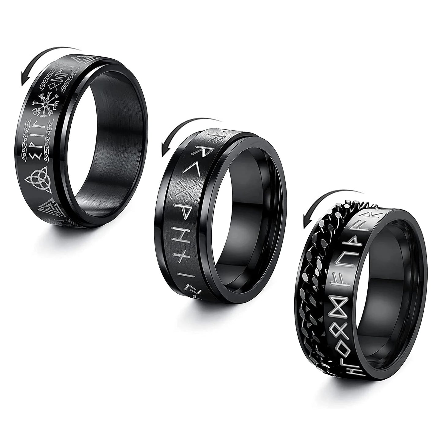 Bague Viking Anti-Stress en Acier Inoxydable