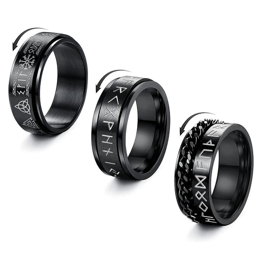 Bague Viking Anti-Stress en Acier Inoxydable