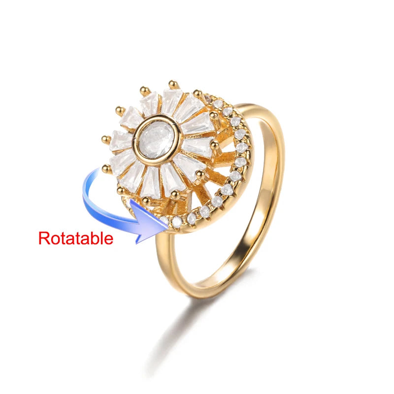 Bague Spinner Trèfle Doré