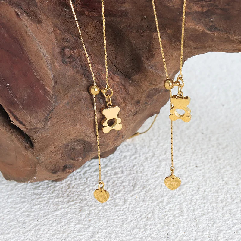 Collier Ours Teddy Plaqué Or