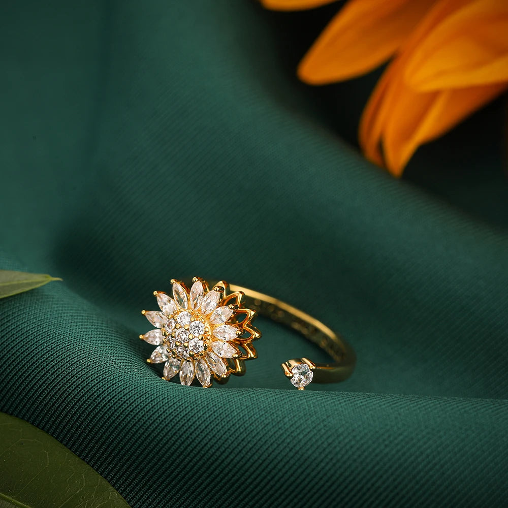 Bague Soleil Doré Rotative