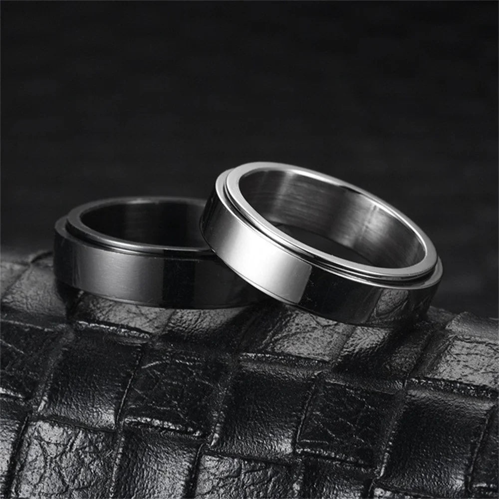 bague spinner acier noir portee au doigt homme style masculin