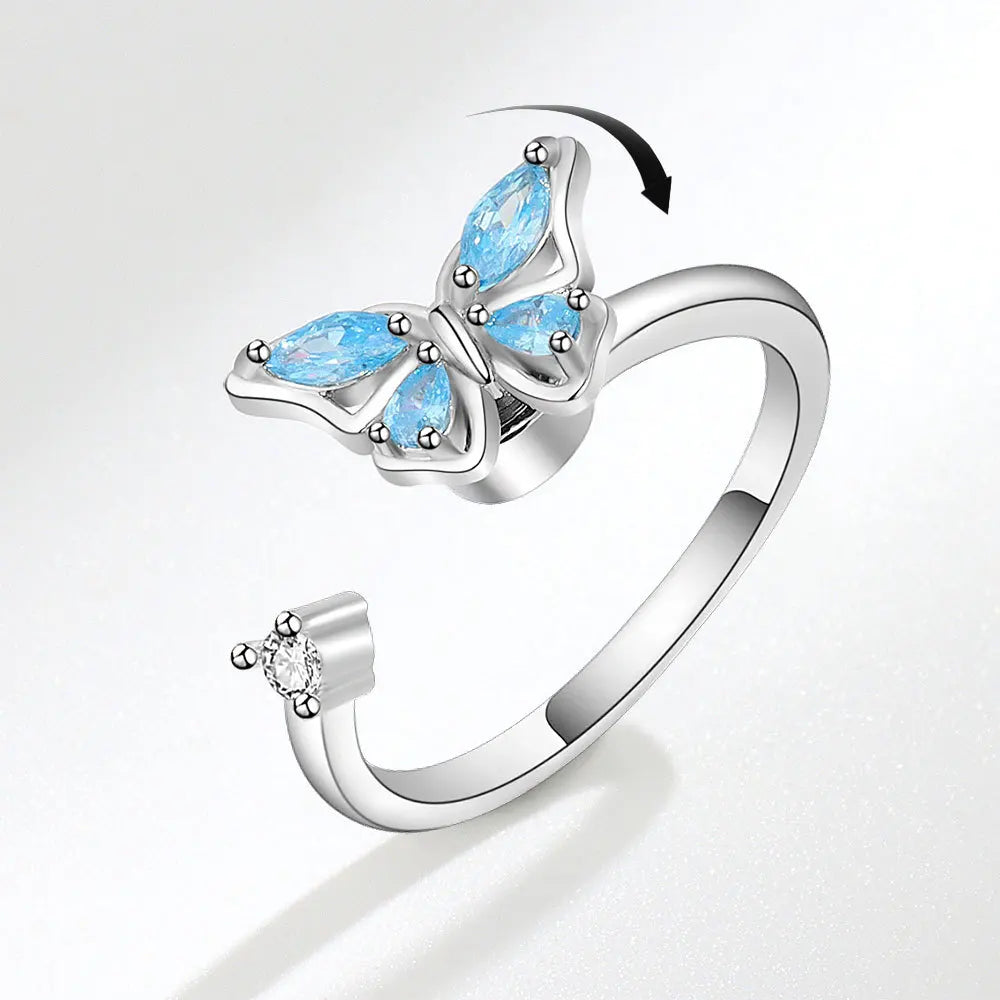 Bague Spinner Tournesol – Argent 925 & Zircon