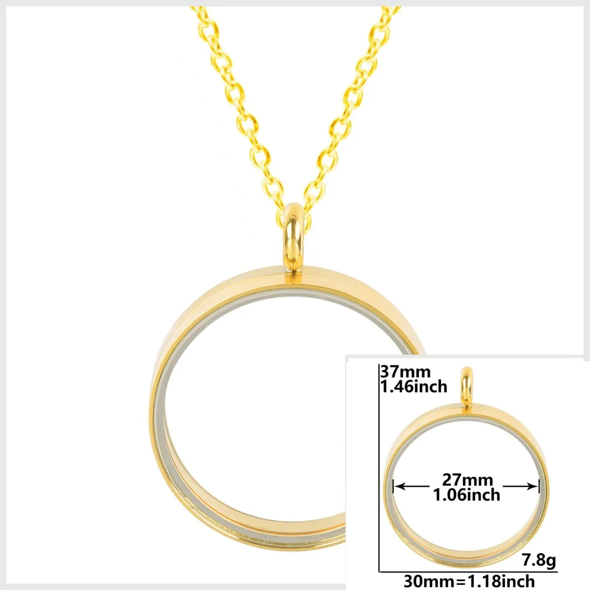 Collier Médaillon Photo Flottant