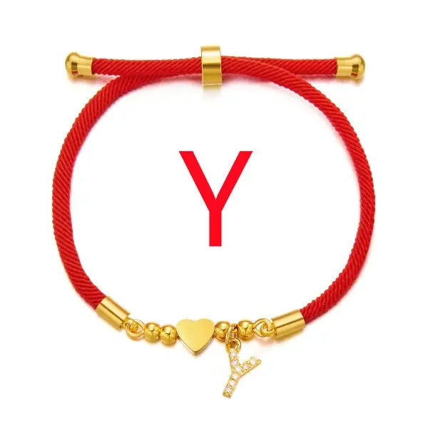Bracelet Cordon Rouge Initiale