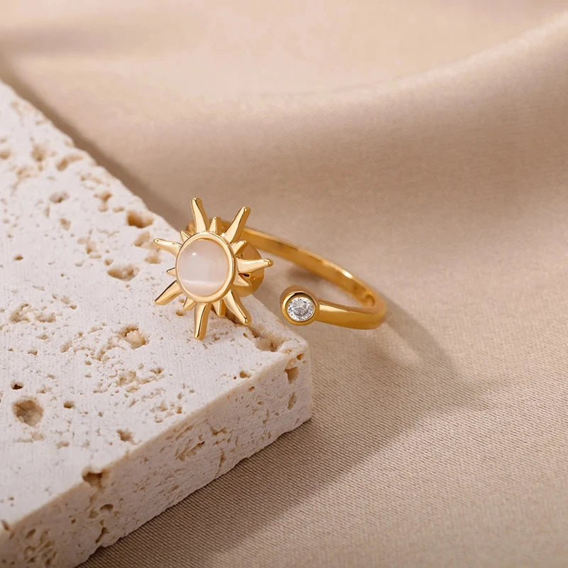 Bague Spinner Soleil Doré