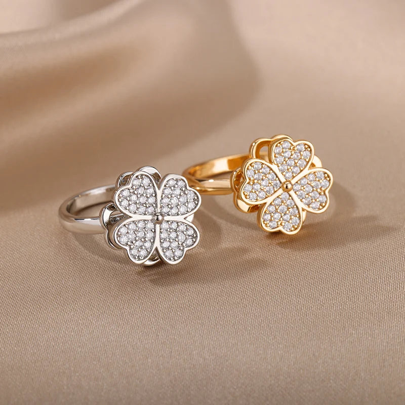 bague spinner trefle doree cadeau original femme maison des emotions