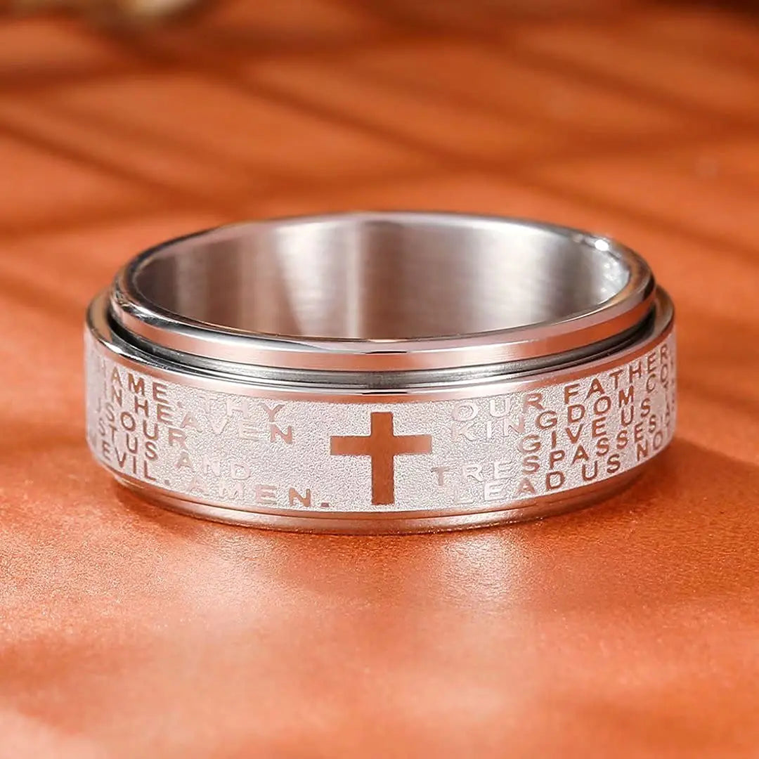 bague spinner croix portee au doigt homme femme cadeau