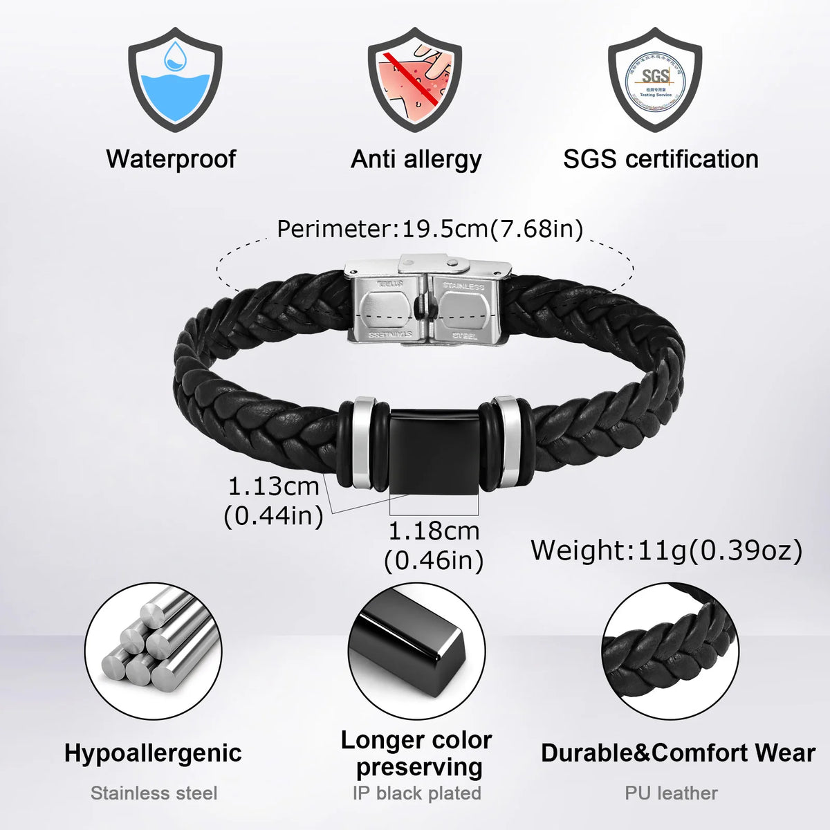 bracelet homme cuir tresse initiale a-z cadeau original