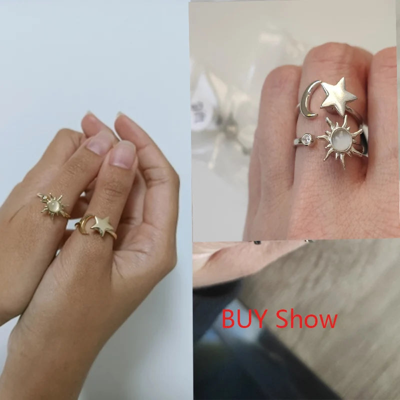 bague spinner tournesol portee au doigt femme cadeau original