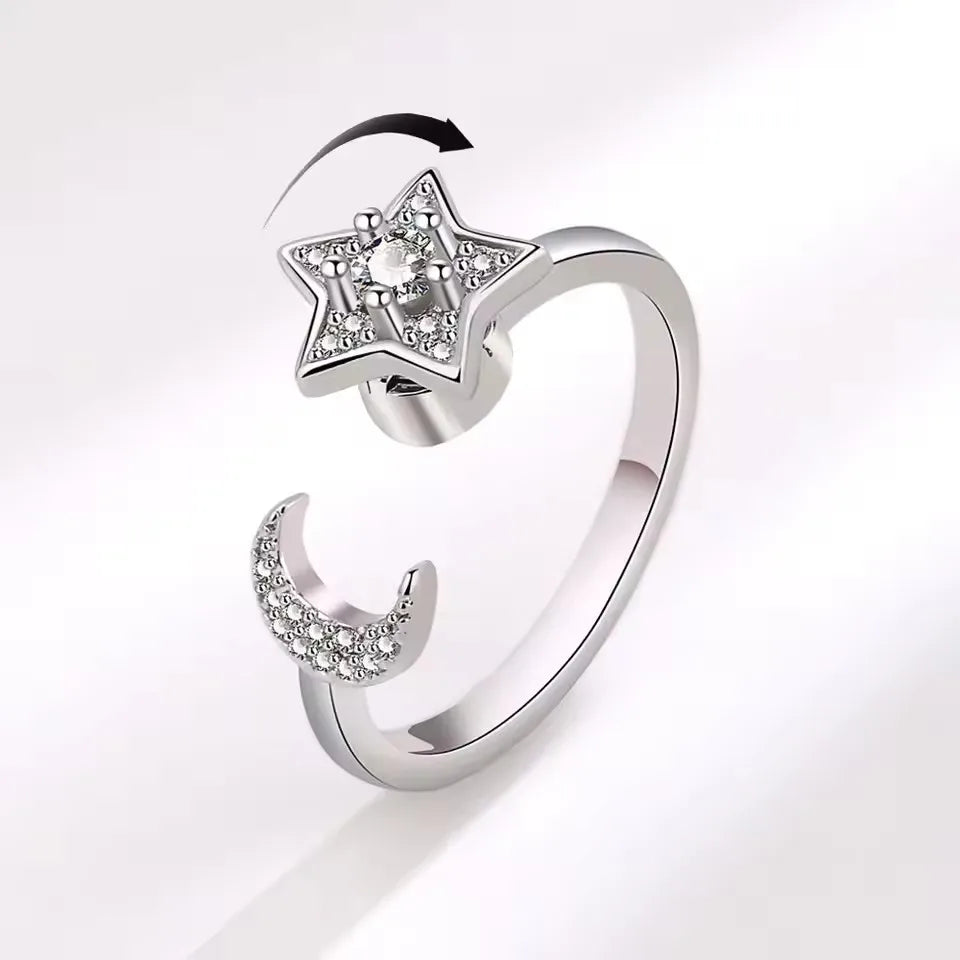 Bague Spinner Tournesol – Argent 925 & Zircon