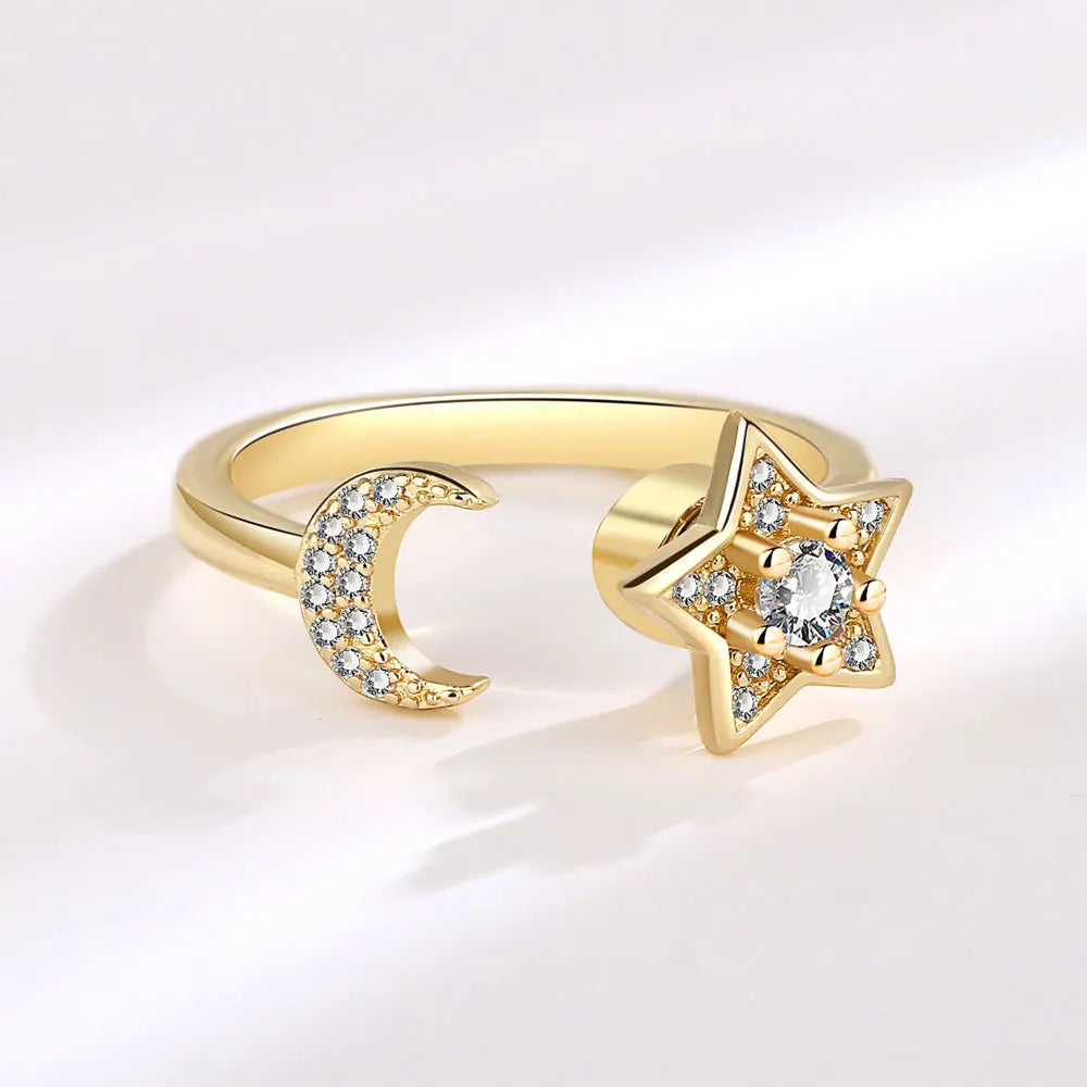 Bague Lune & Étoiles Argent