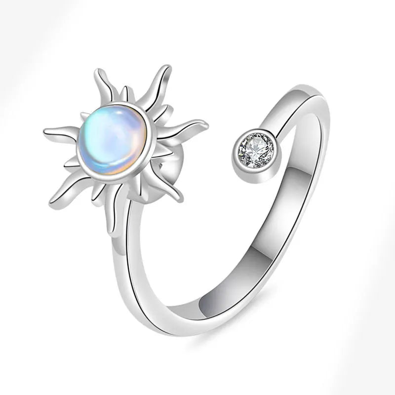 Bague Spinner Tournesol – Argent 925 & Zircon