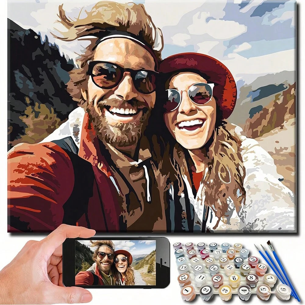 •	Souvenir à Peindre™  Peinture par Numéros Personnalisée à partir de Votre Photo – Kit DIY sur Toile