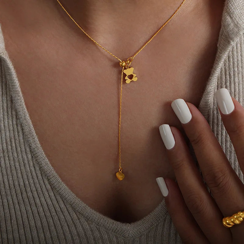 Collier Ours Teddy Plaqué Or