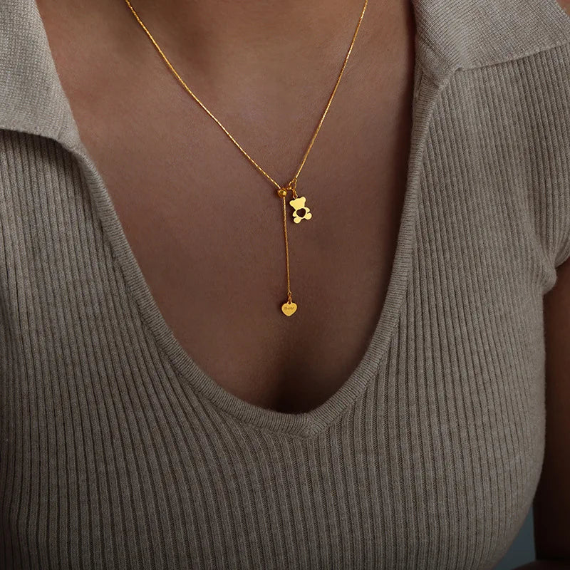 Collier Ours Teddy Plaqué Or