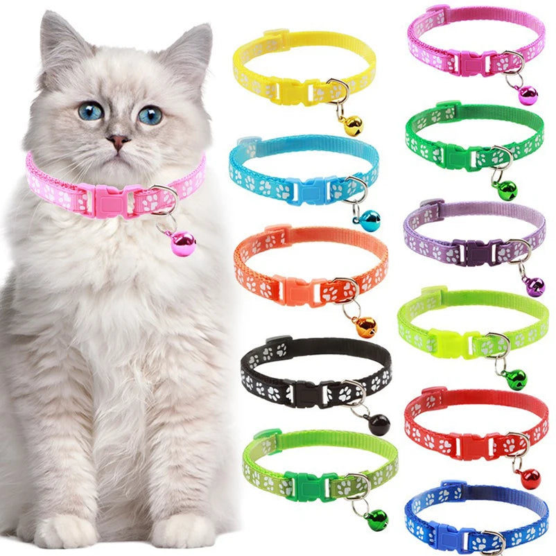 Collier Chat Imprimé avec Clochette – Multicolore