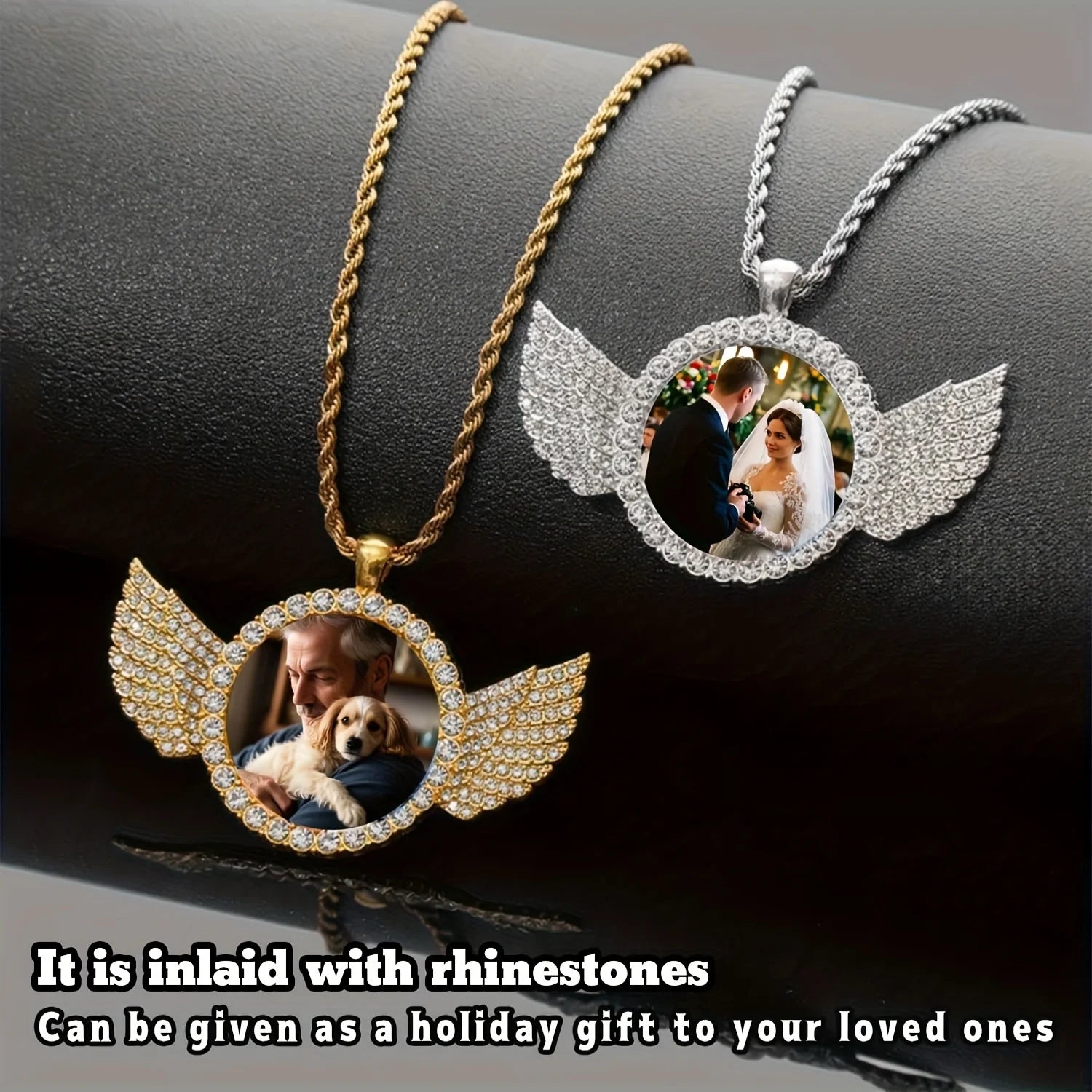 collier photo ailes ange souvenir cadeau original bijou