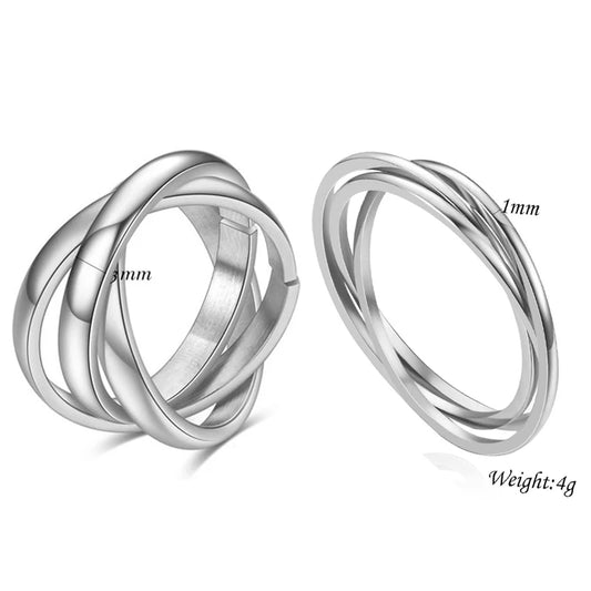 Bague Rolling 3 Anneaux Entrelacés – Acier Inoxydable