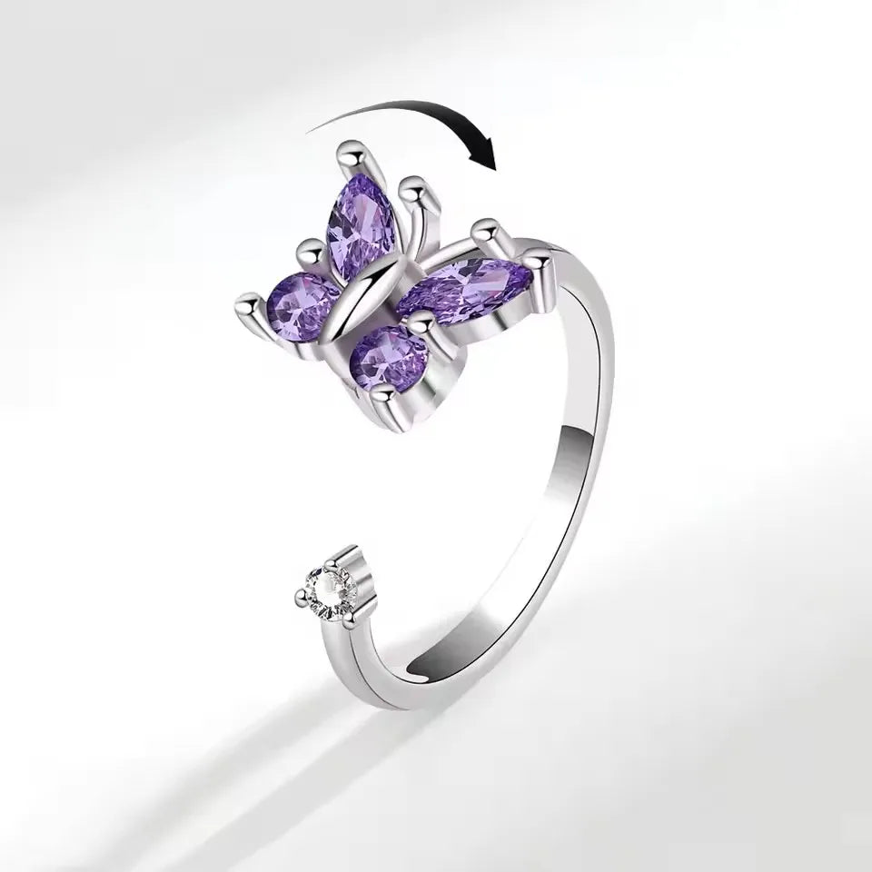 Bague Spinner Tournesol – Argent 925 & Zircon