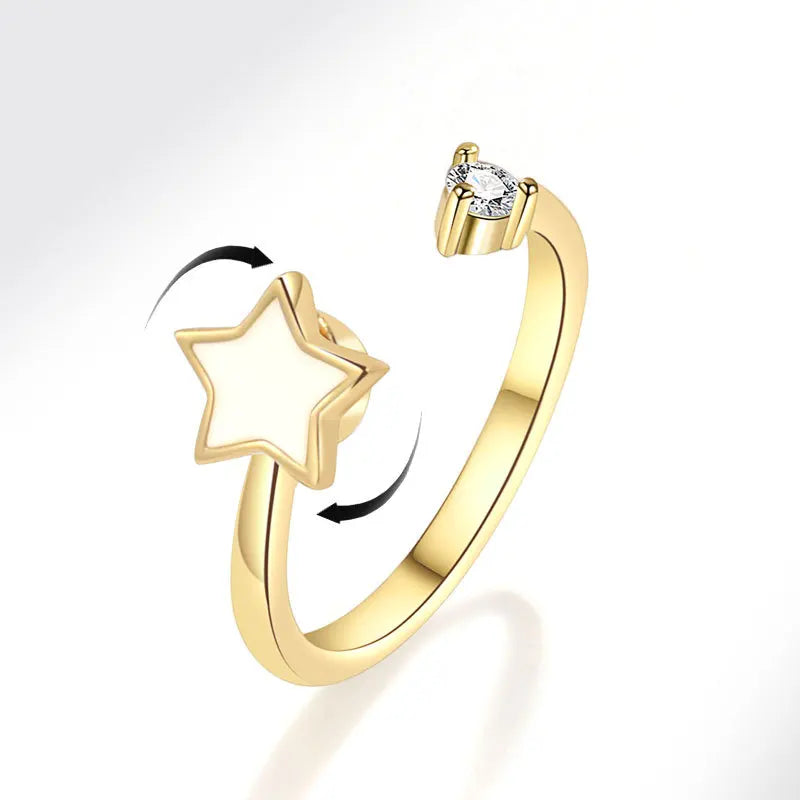 Bague Spinner Tournesol – Argent 925 & Zircon