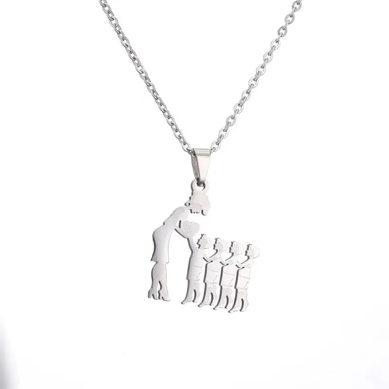 Collier Cœur Maman & Enfants en Acier Inoxydable