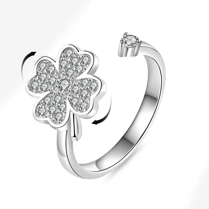 Bague Spinner Tournesol – Argent 925 & Zircon