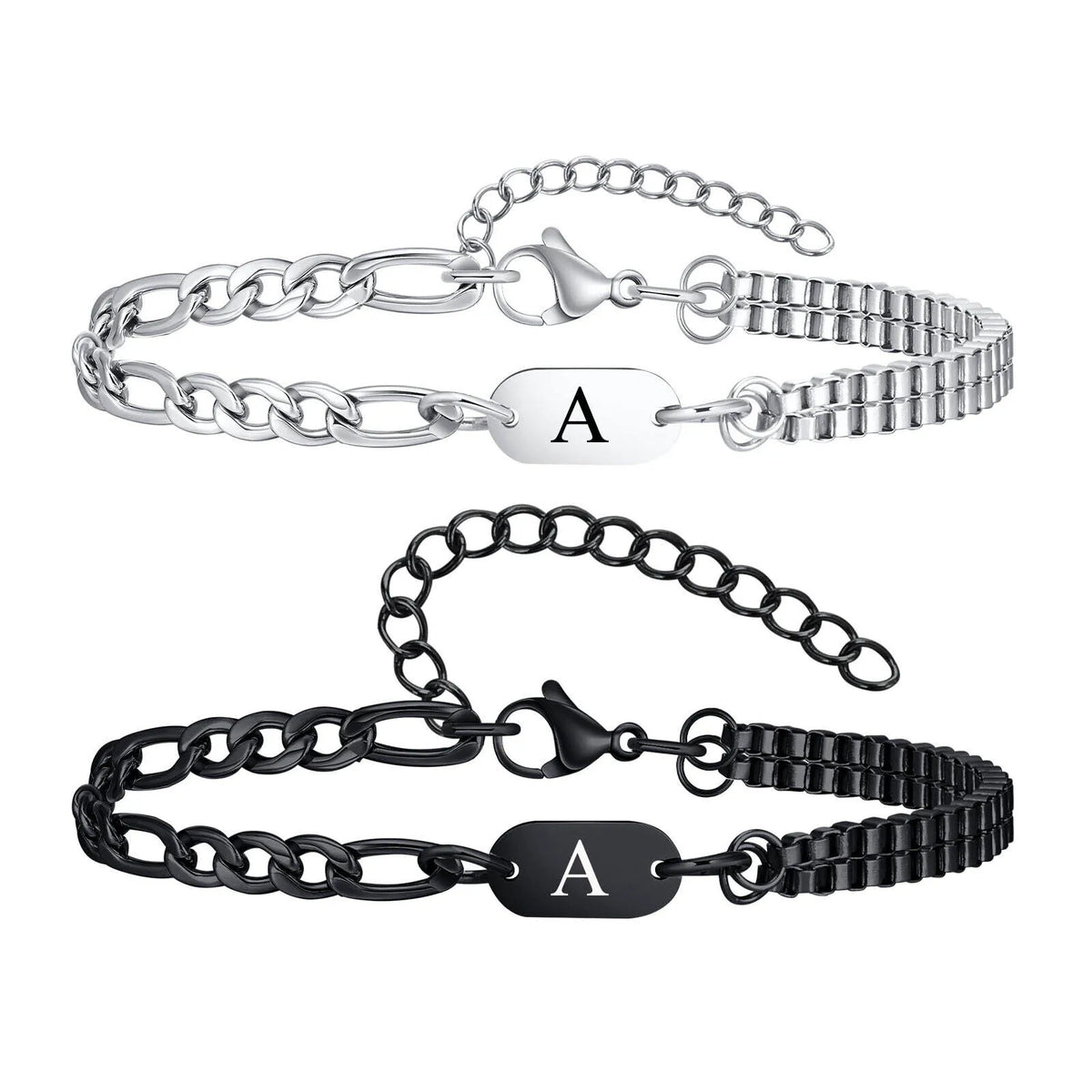 bracelet initiale acier inoxydable personnalise homme femme maison des emotions