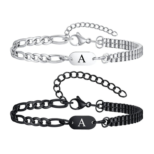 bracelet initiale acier inoxydable personnalise homme femme maison des emotions