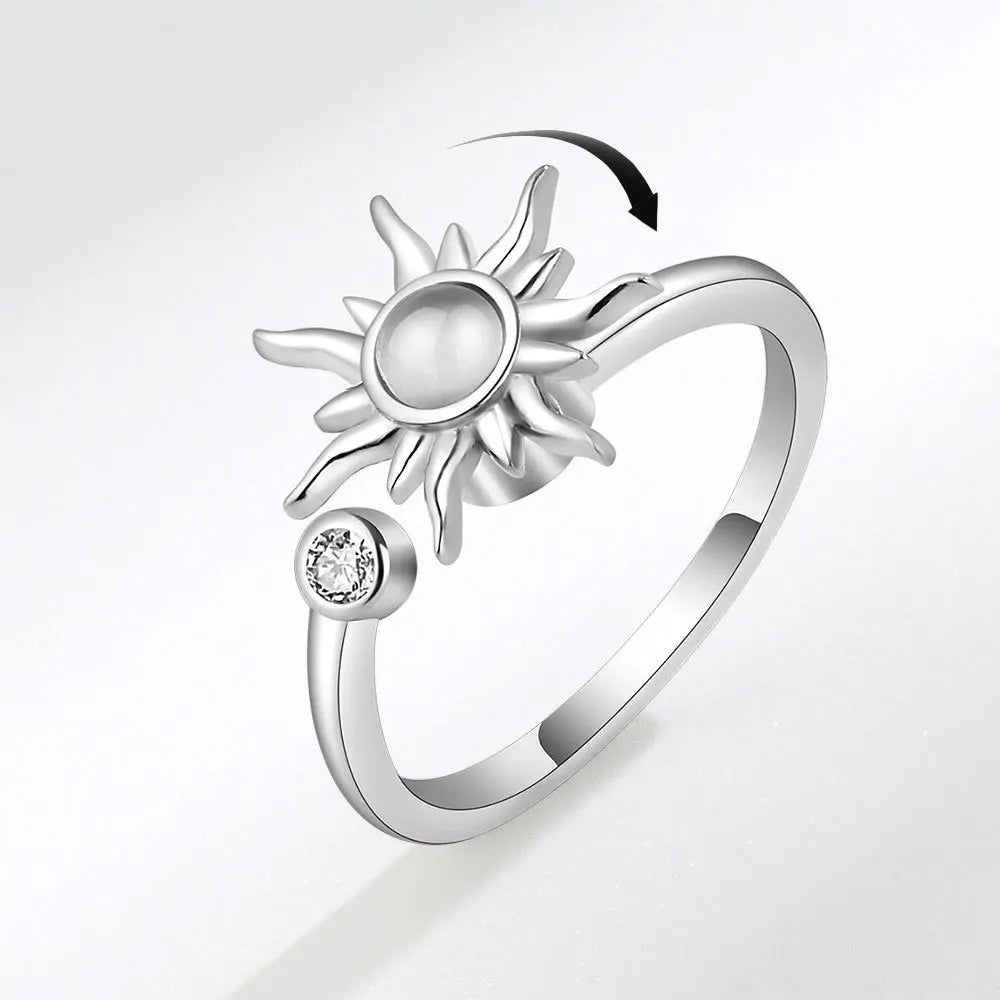 Bague Spinner Tournesol – Argent 925 & Zircon