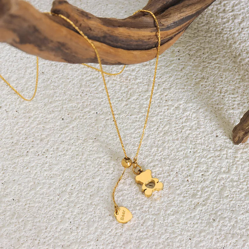 Collier Ours Teddy Plaqué Or