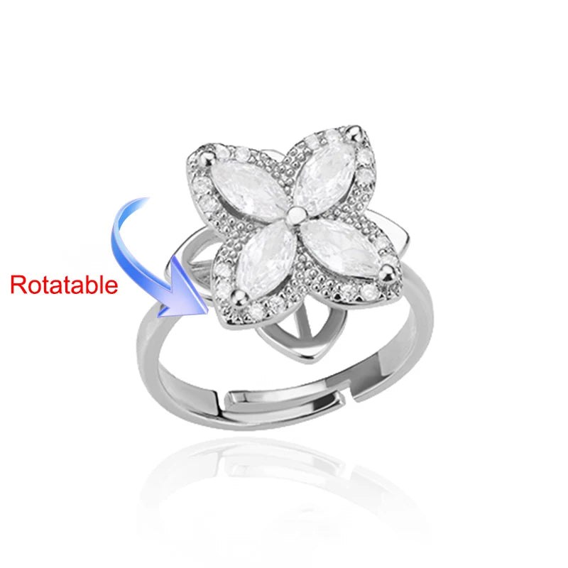 Bague Spinner Trèfle Doré