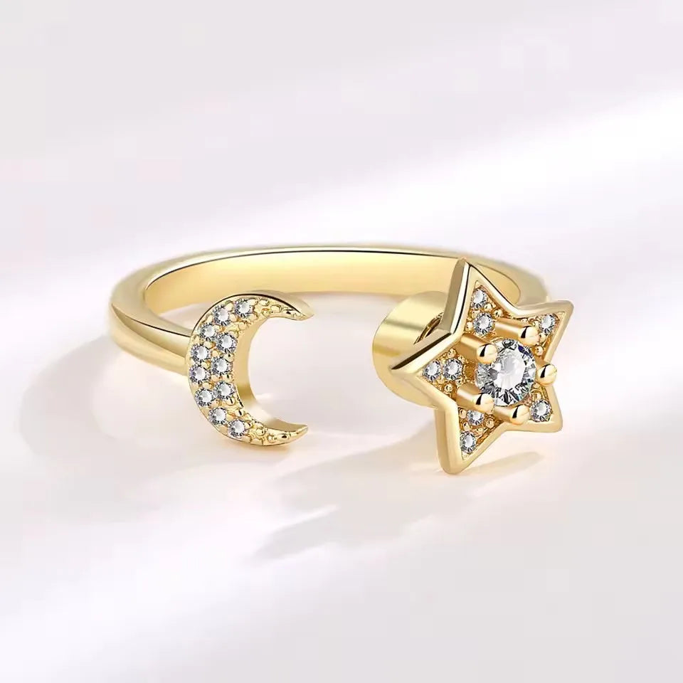 Bague Spinner Tournesol – Argent 925 & Zircon