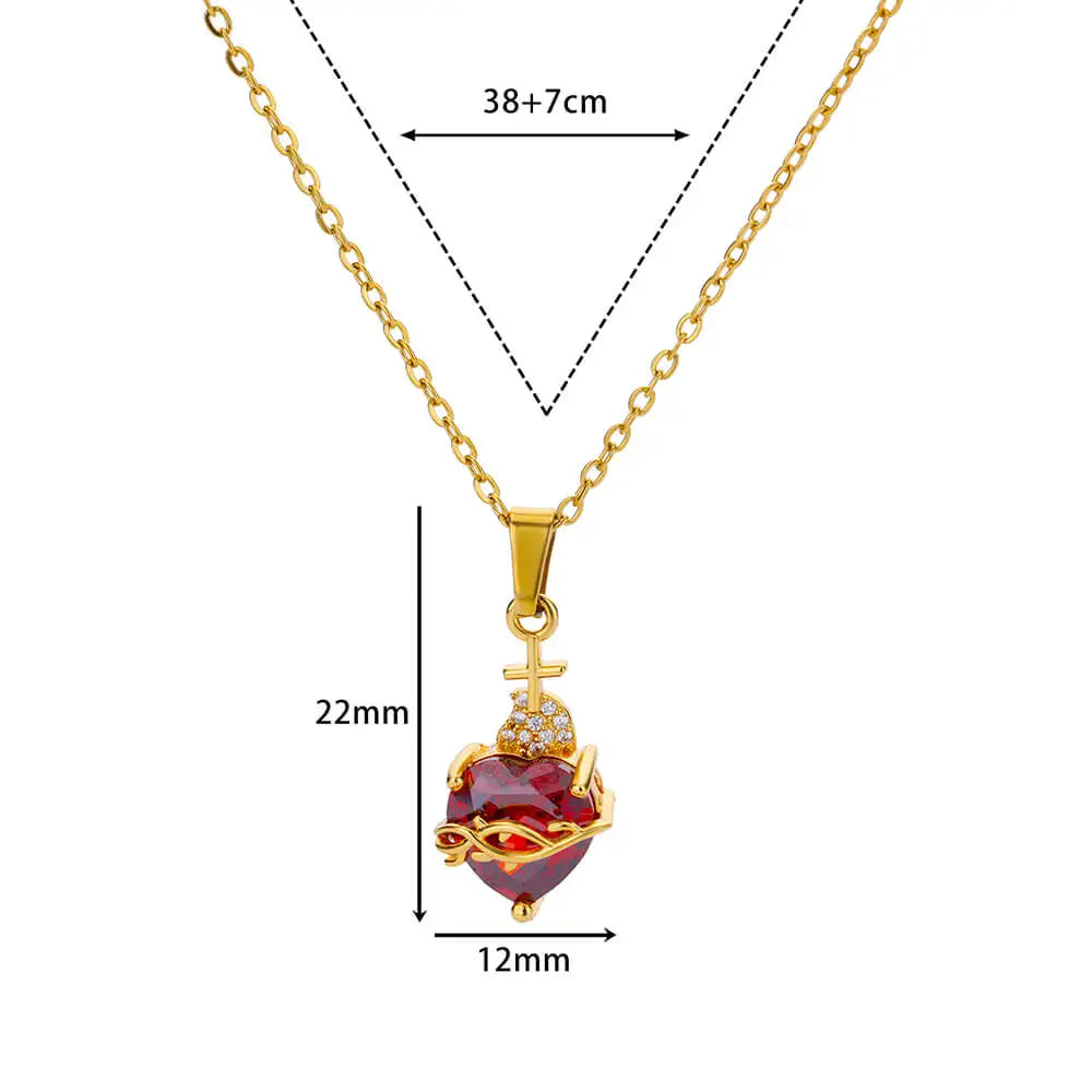 Collier Croix Cœur Zircon – Style Vintage Femme