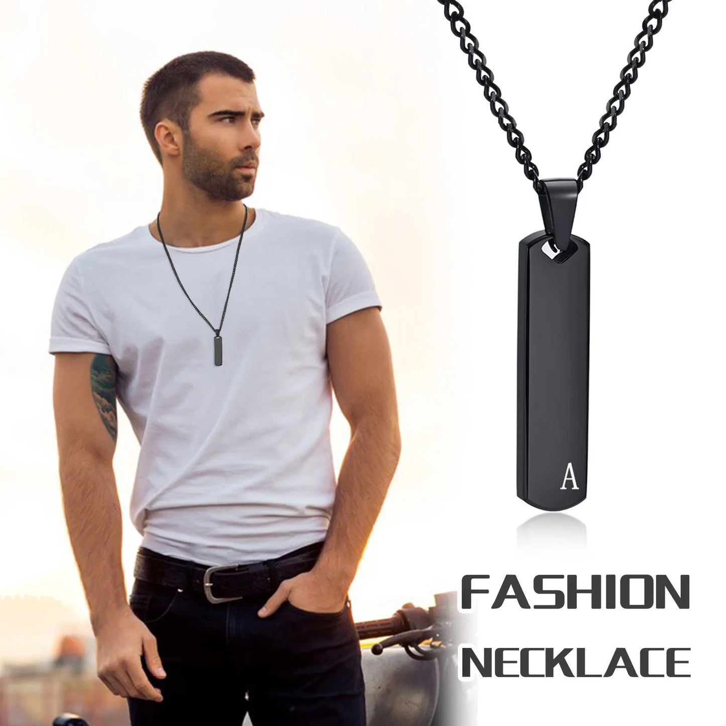 Collier Barre Initiale Homme