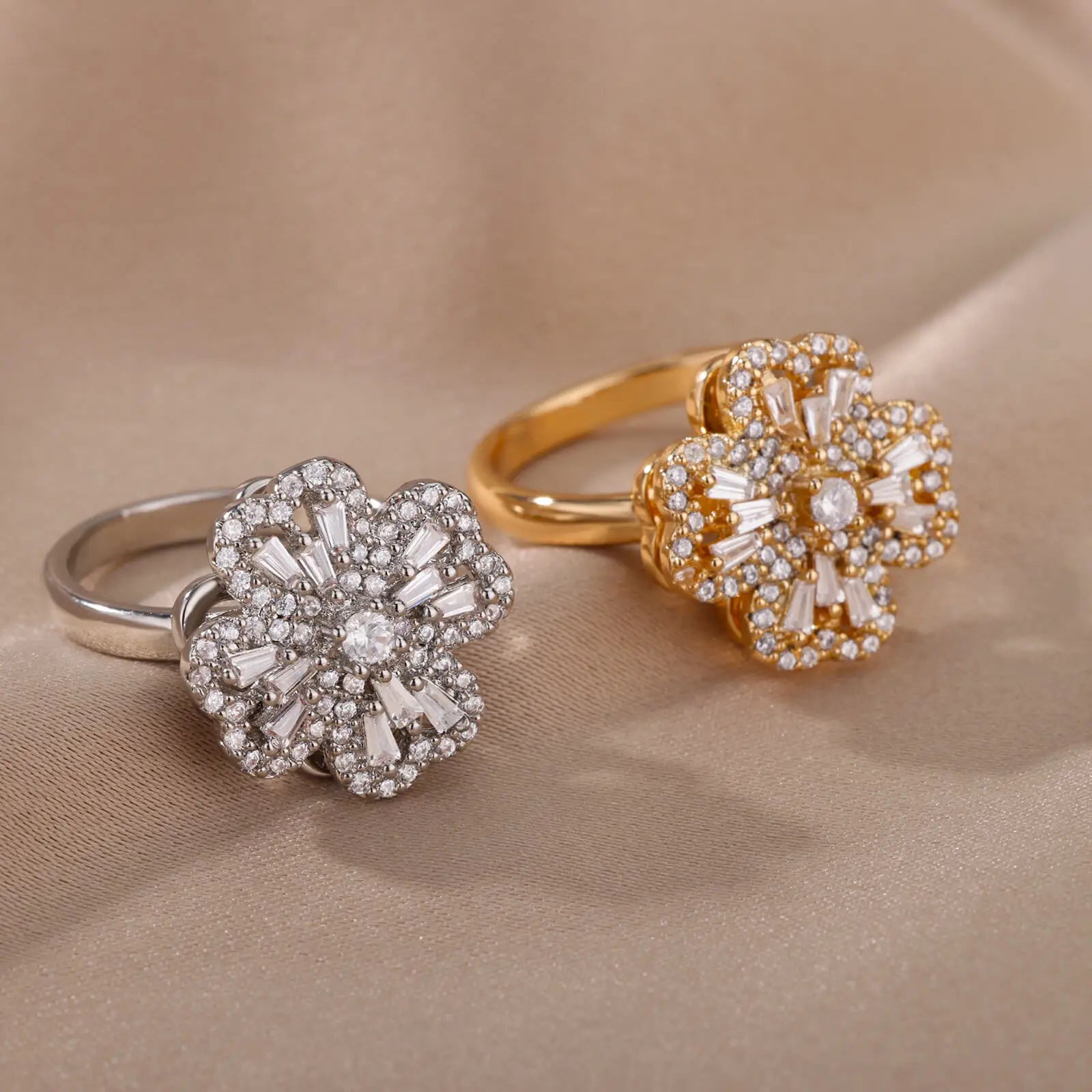 bague trefle doree porte-bonheur anti-stress plusieurs modeles