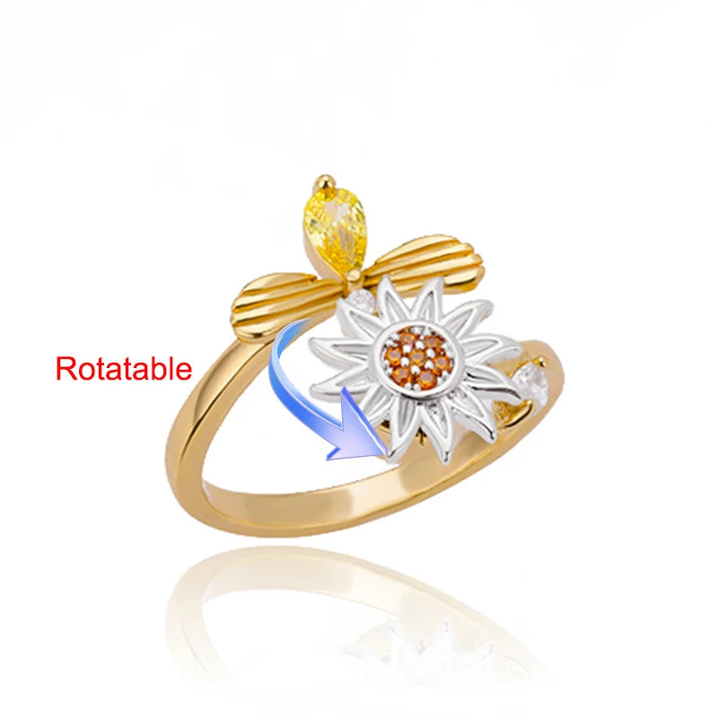 bague spinner trefle doree bijou chance femme maison des emotions