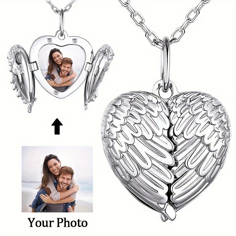 collier photo personnalise ailes ange ecrin souvenir bijou maison des emotions