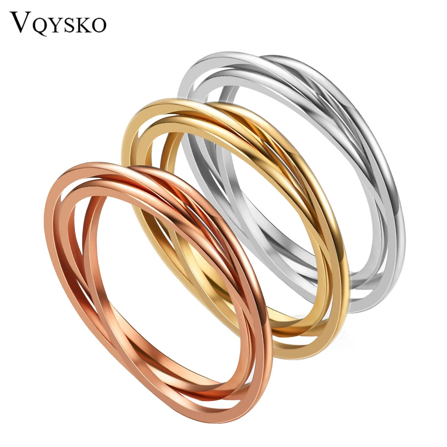 Bague Rolling 3 Anneaux Entrelacés – Acier Inoxydable