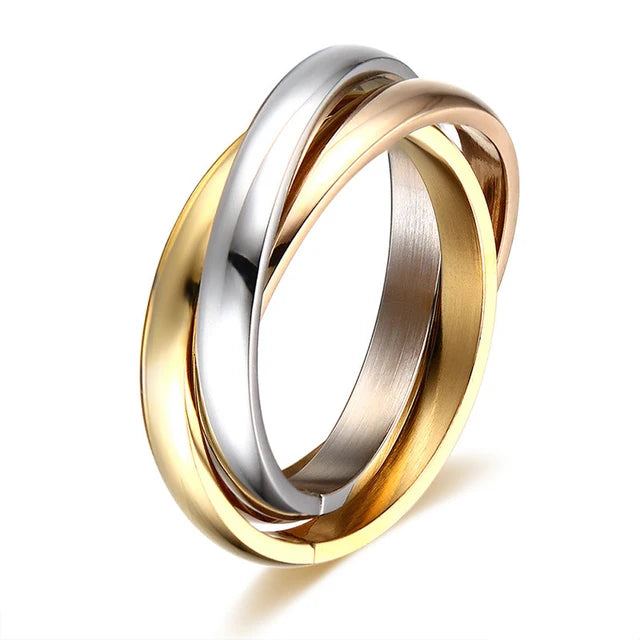 Bague Rolling 3 Anneaux Entrelacés – Acier Inoxydable
