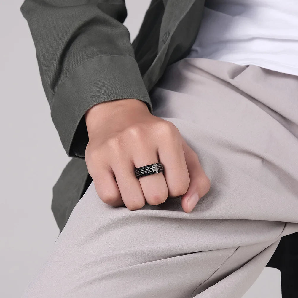 bague spinner croix acier plusieurs coloris disponibles