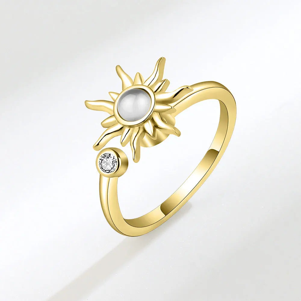 Bague Spinner Tournesol – Argent 925 & Zircon