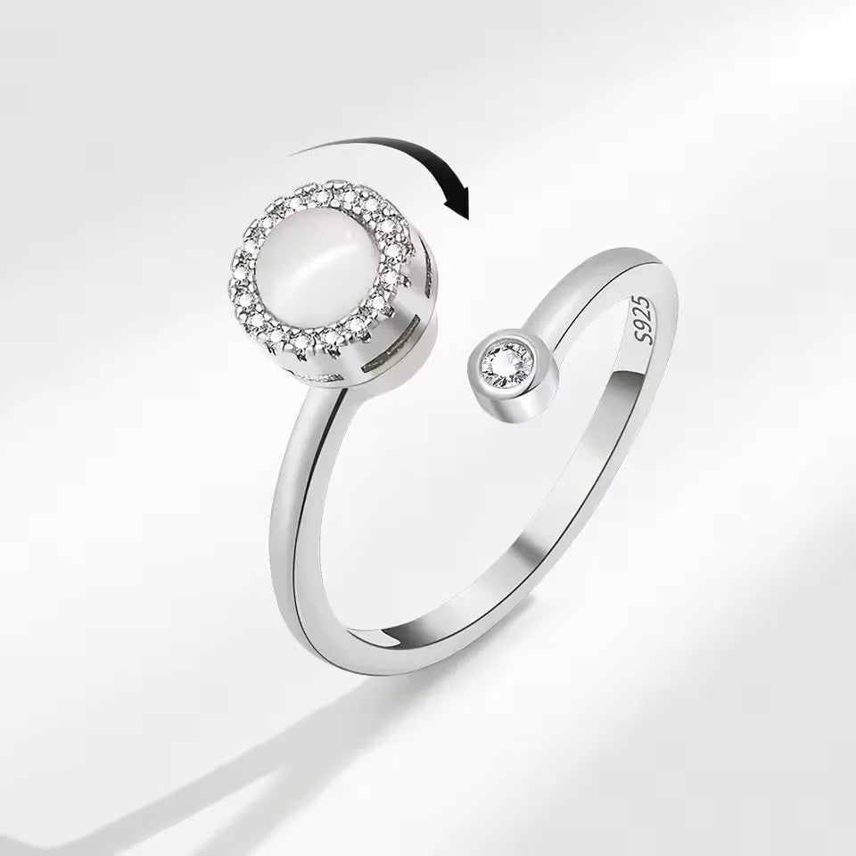 Bague Spinner Tournesol – Argent 925 & Zircon