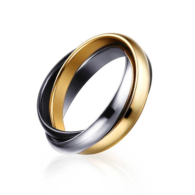 Bague Rolling 3 Anneaux Entrelacés – Acier Inoxydable