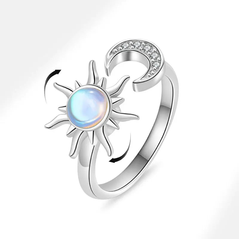 Bague Lune & Étoiles Argent