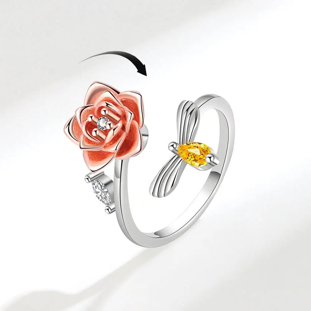 Bague Spinner Tournesol – Argent 925 & Zircon