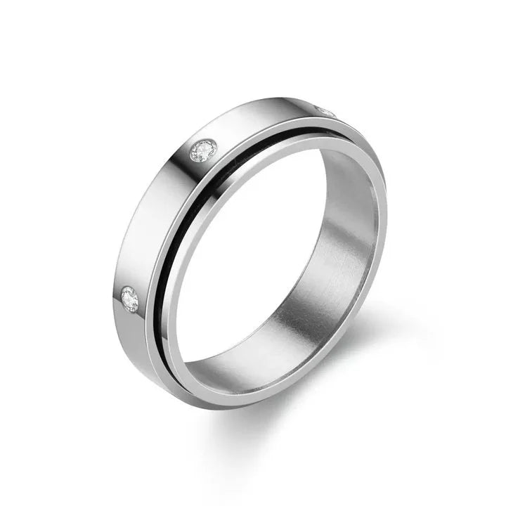 bague anti-stress acier noir spinner homme bijou discret