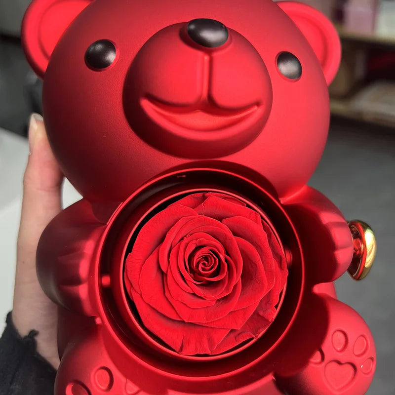 ours rose eternelle et collier personnalise cadeau romantique