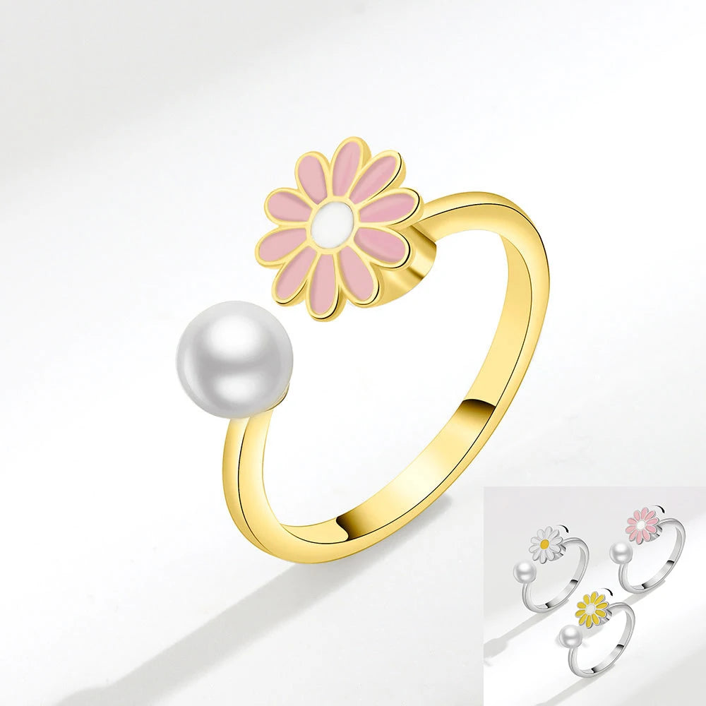 Bague Spinner Tournesol – Argent 925 & Zircon